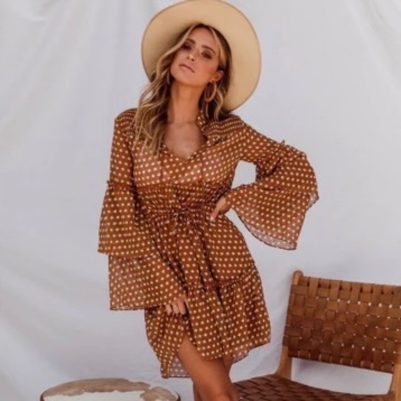 SNDYS | Connie Polka Dot Dress with Tie Neck | L - Picture 2 of 12